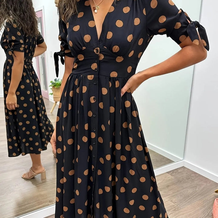 Martha | Vintage - Inspired Polka Dot Midi Dress - Benjamin New York