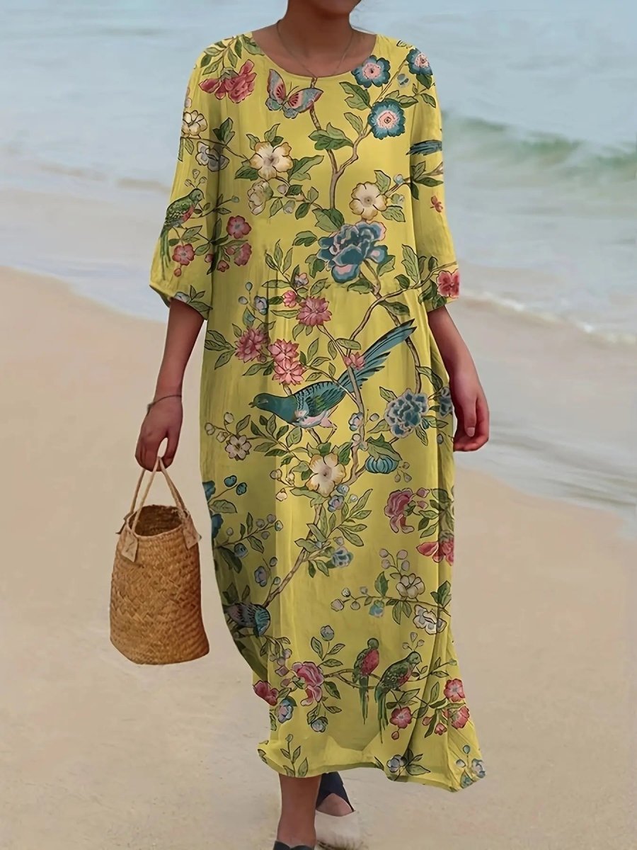 Isla | Elegant Floral Boho Beach Dress - Benjamin New York