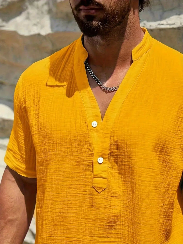 Scott | Cozy Stand - Collar Summer Shirt - Benjamin New York