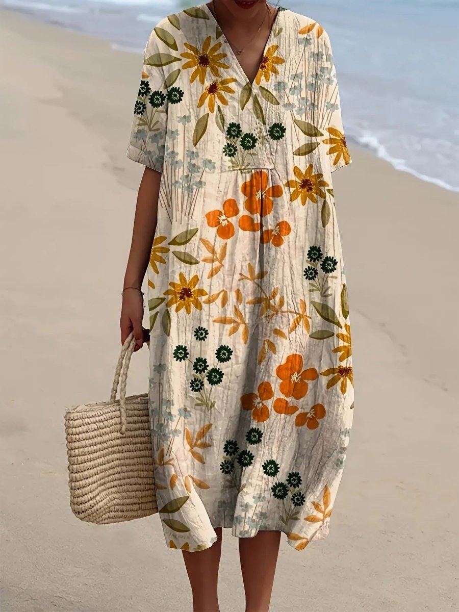 Mabel | Vintage Meadow Print Summer Dress - Benjamin New York