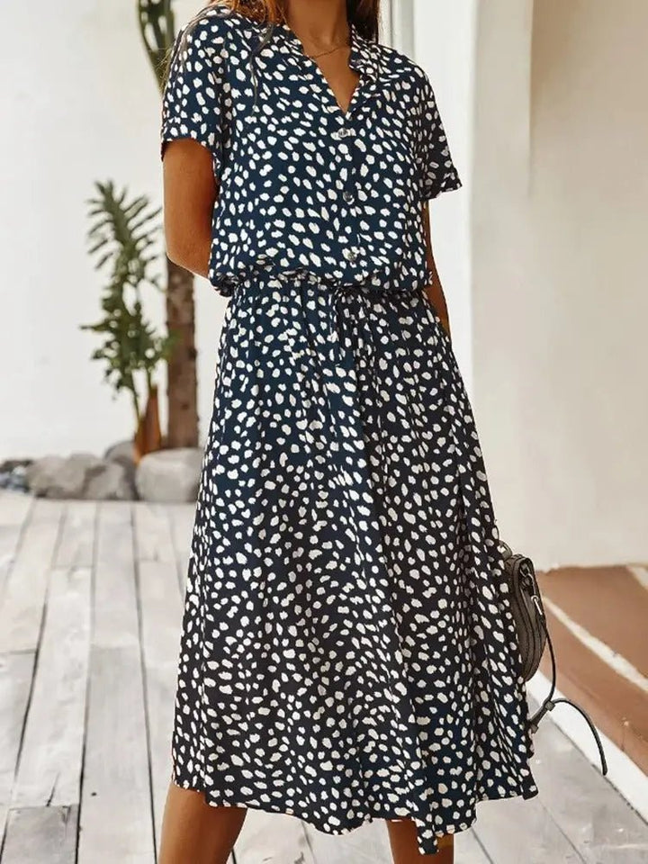Georgia | Soft - Spotted Button - Up Midi Dress - Benjamin New York