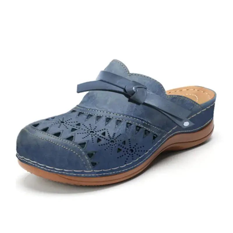 Lena | Navy Comfort Cut - Out Clogs - Benjamin New York