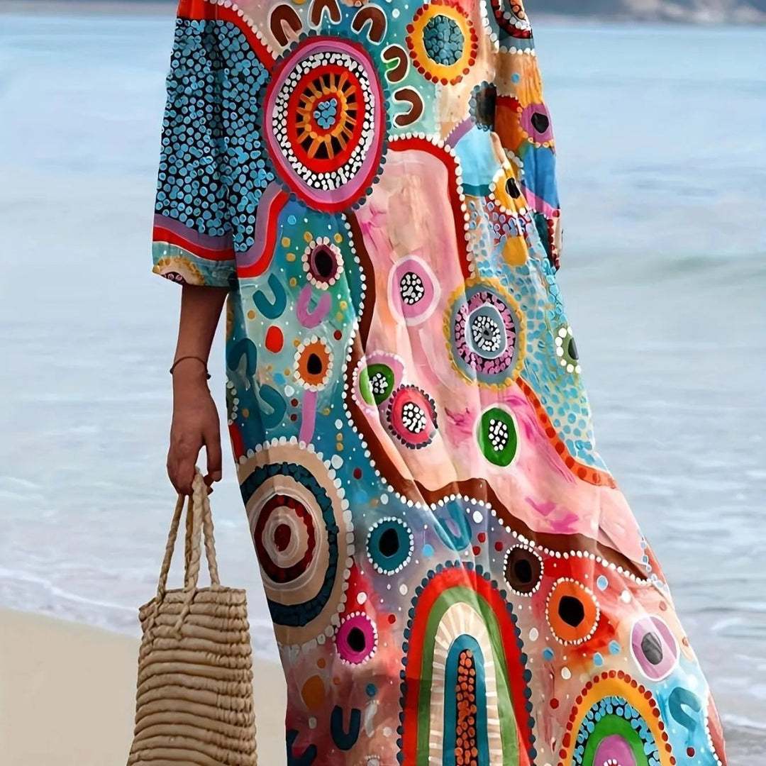 Nova | Rainbow Dream Abstract Midi Dress - Benjamin New York