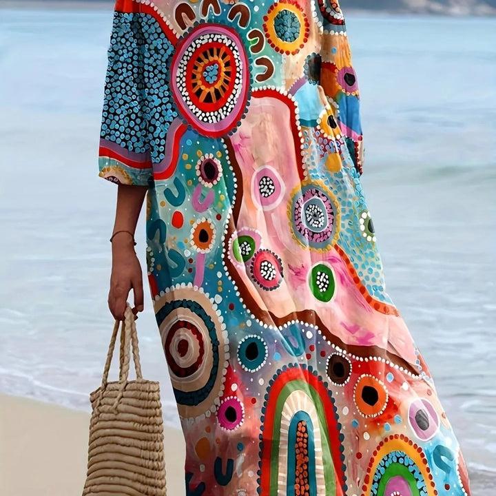 Nova | Rainbow Dream Abstract Midi Dress - Benjamin New York