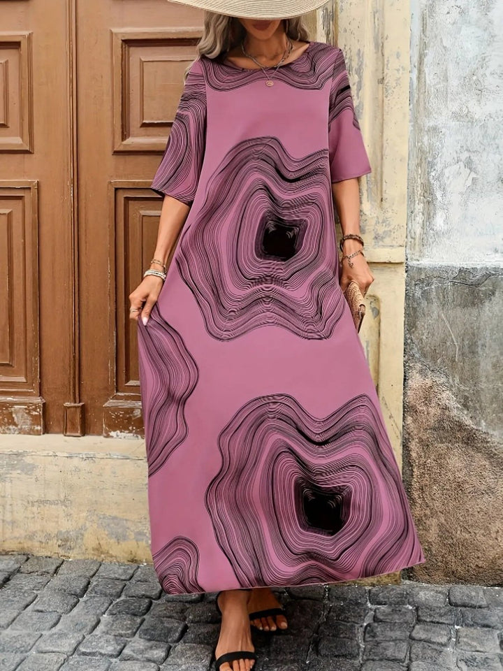 Freya | Artistic Swirl Print Maxi Dress - Benjamin New York