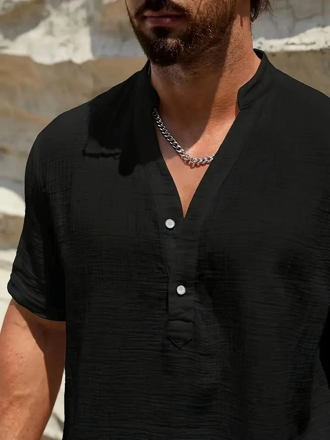 Scott | Cozy Stand - Collar Summer Shirt - Benjamin New York
