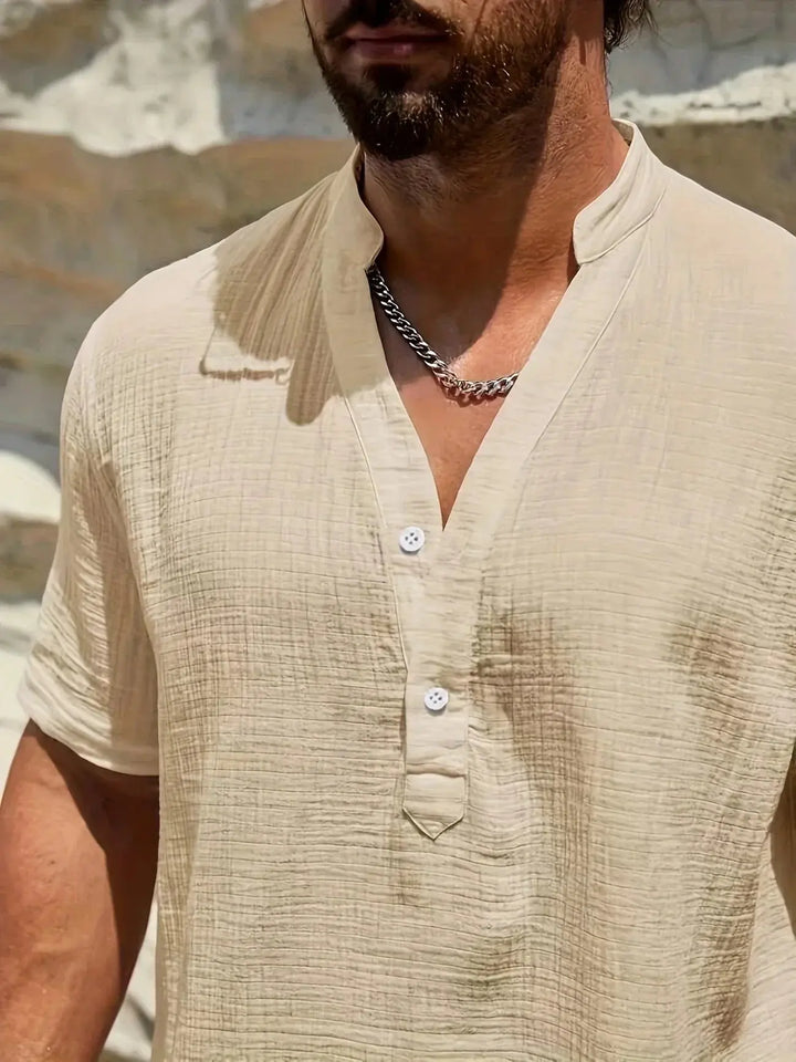 Scott | Cozy Stand - Collar Summer Shirt - Benjamin New York