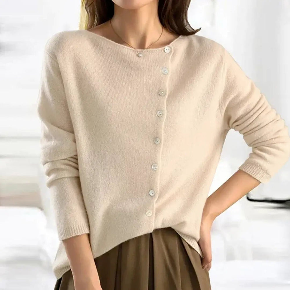 Aubrey | Asymmetric Button - Up Knit Sweater - Benjamin New York