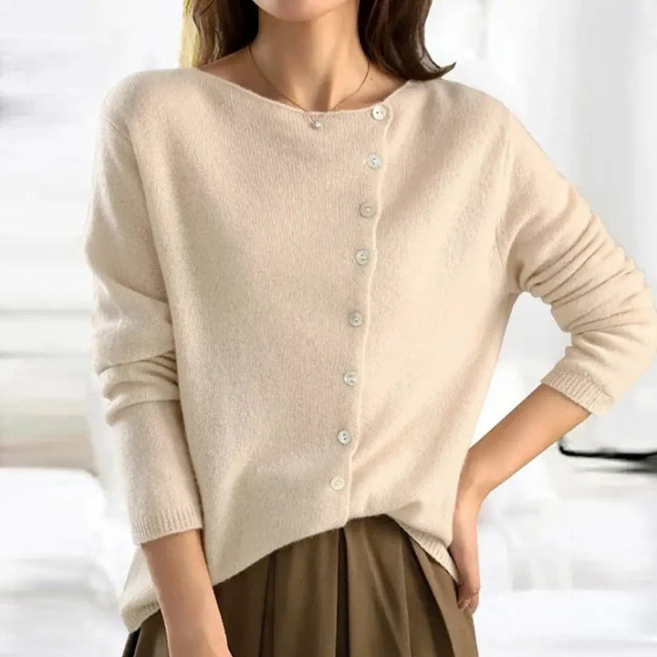 Aubrey | Asymmetric Button - Up Knit Sweater - Benjamin New York