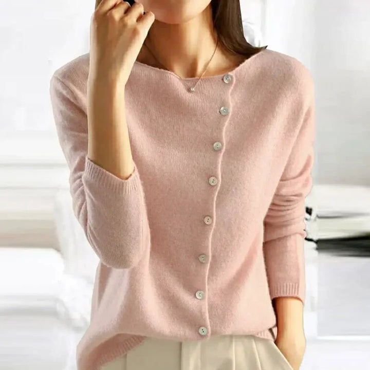 Aubrey | Asymmetric Button - Up Knit Sweater - Benjamin New York