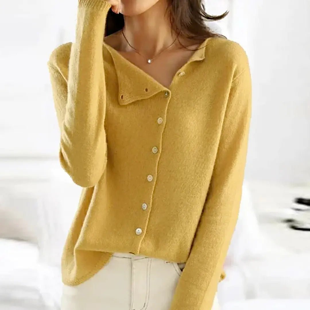 Aubrey | Asymmetric Button - Up Knit Sweater - Benjamin New York