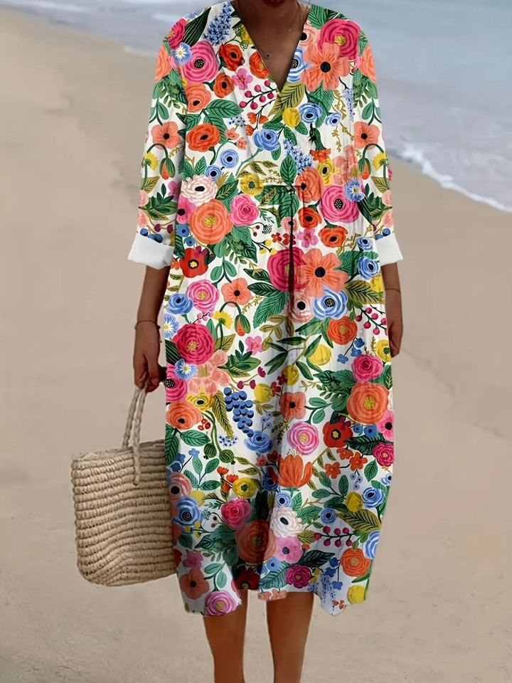 Freya | Vibrant Garden Escape Midi Dress - Benjamin New York