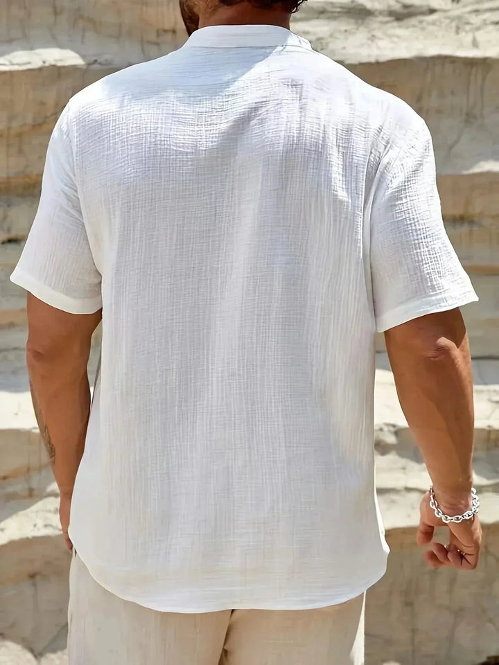 Scott | Cozy Stand - Collar Summer Shirt - Benjamin New York