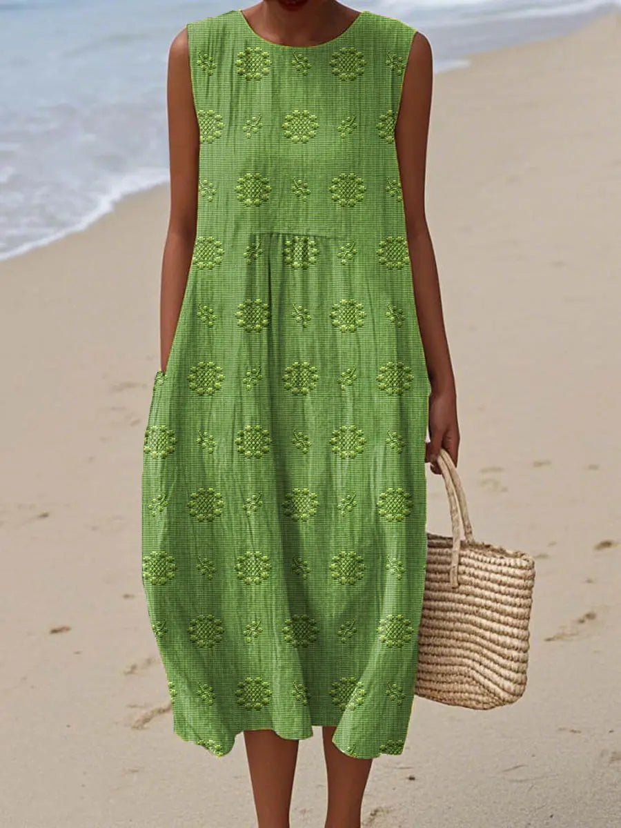 Gracelyn | Breezy Embroidered Sleeveless Beach Dress - Benjamin New York