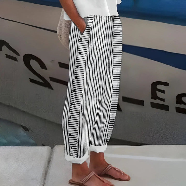 Reese | Coastal Stripe Linen Trousers - Benjamin New York