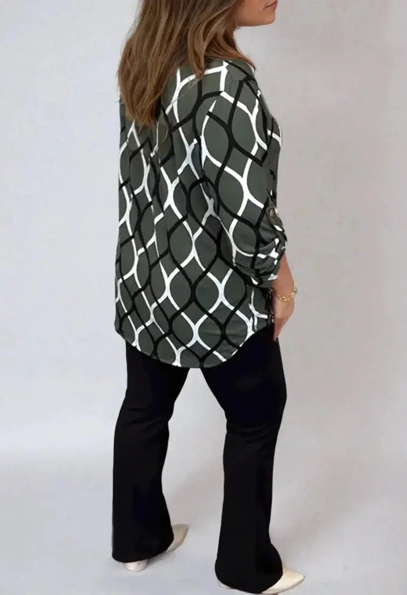 Jannita | Elegant Patterned Long Sleeve Blouse - Benjamin New York