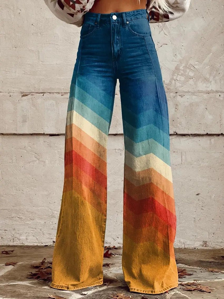 Jodie | Sunset Chevron Wide - Leg pants - Benjamin New York