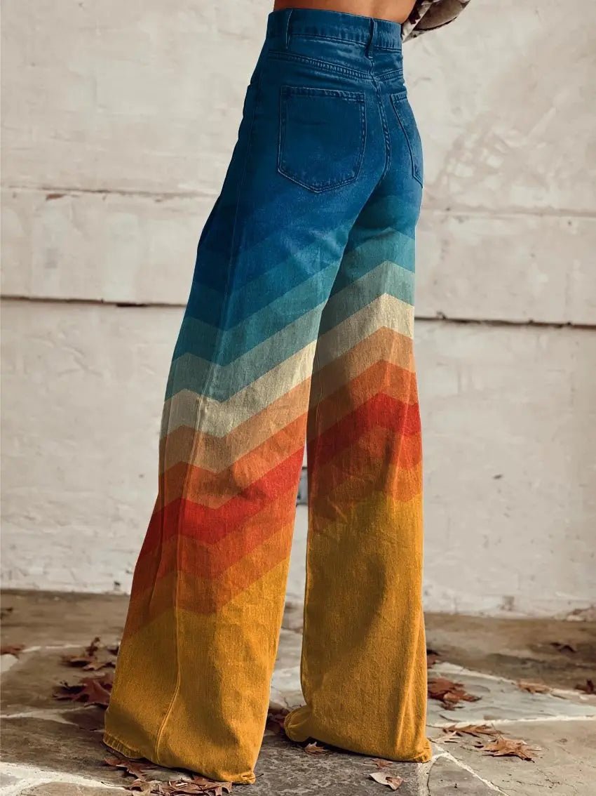 Jodie | Sunset Chevron Wide - Leg pants - Benjamin New York