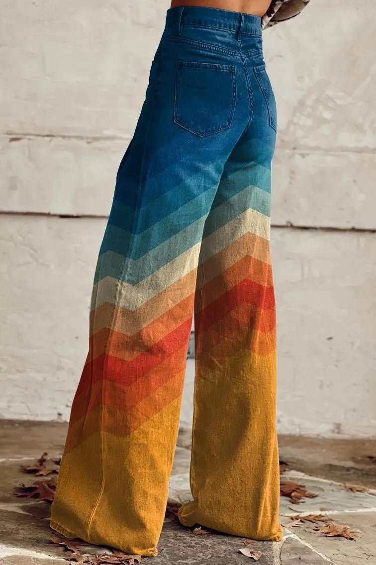Marley | Retro Chevron Ombre Wide - Leg Pants - Benjamin New York