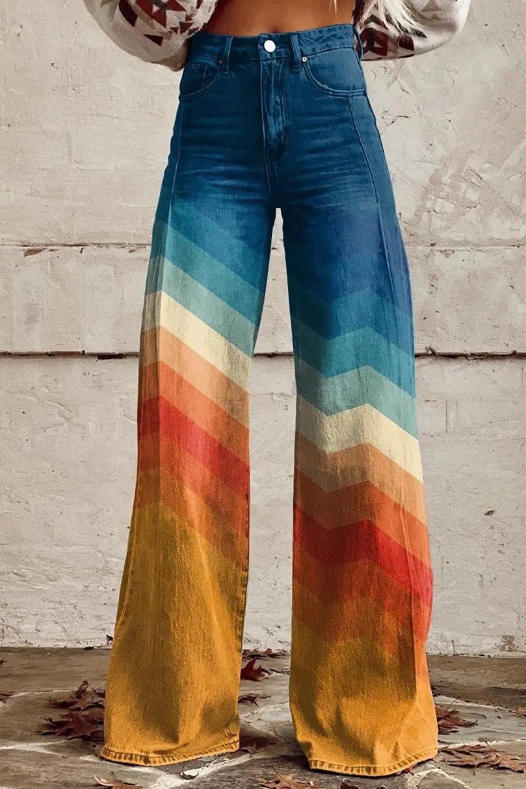 Marley | Retro Chevron Ombre Wide - Leg Pants - Benjamin New York
