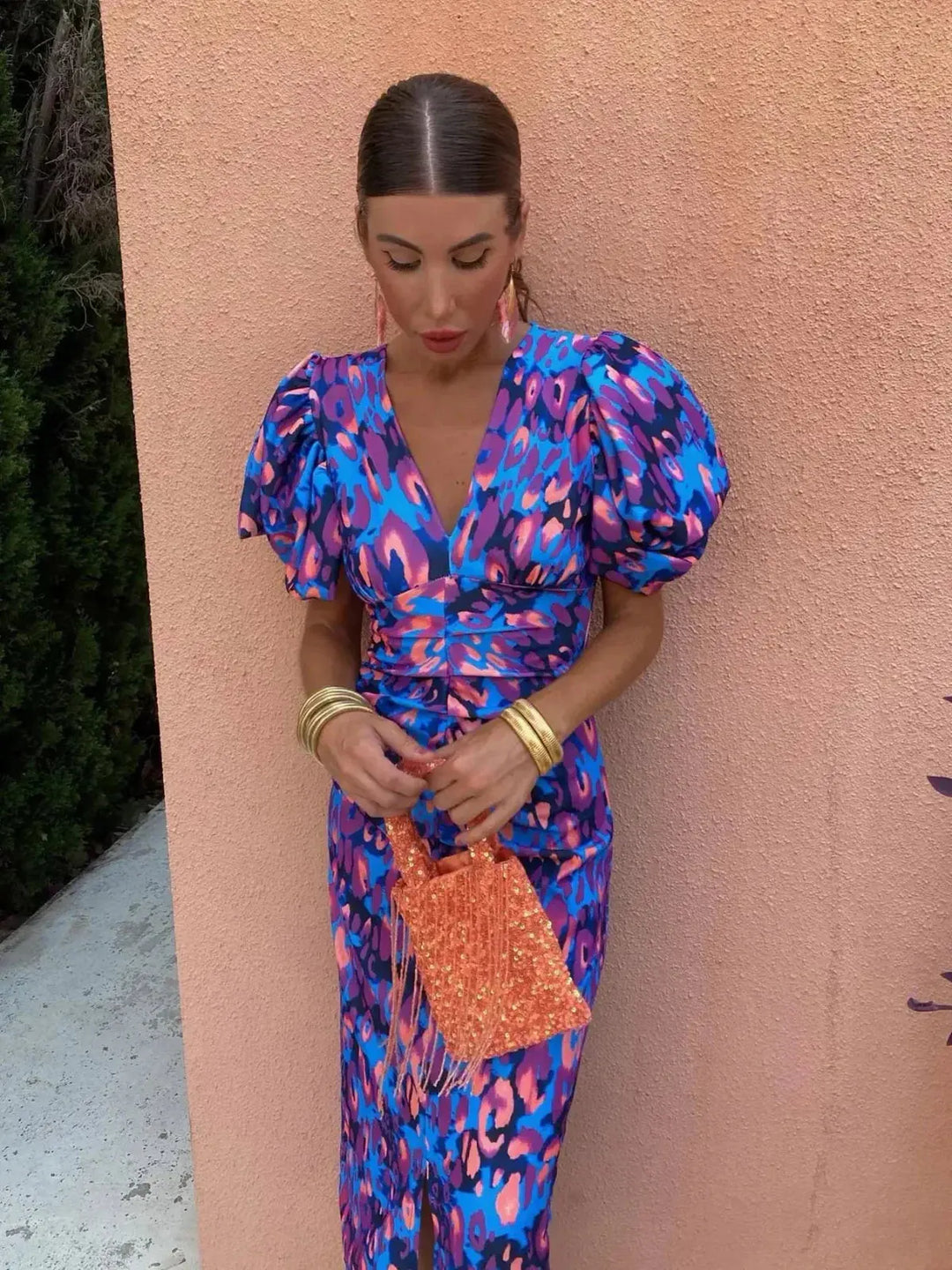 Romy | Vibrant Puff - Sleeve Leopard Print Dress - Benjamin New York