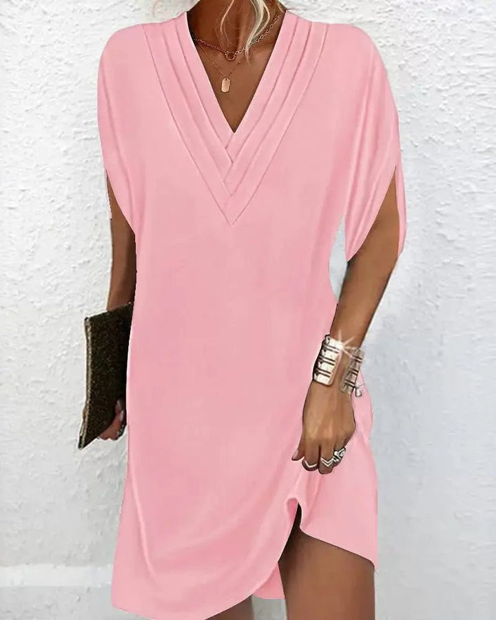Grace | Deep Olive V - Neck Tunic Dress - Benjamin New York