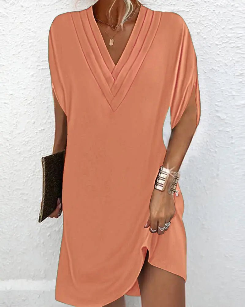 Grace | Deep Olive V - Neck Tunic Dress - Benjamin New York
