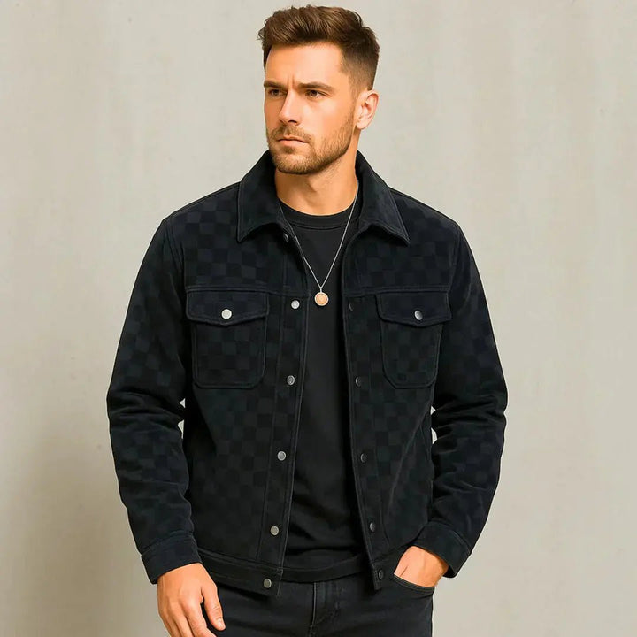 Gaston - Checkered Jacket in Suede - Benjamin New York