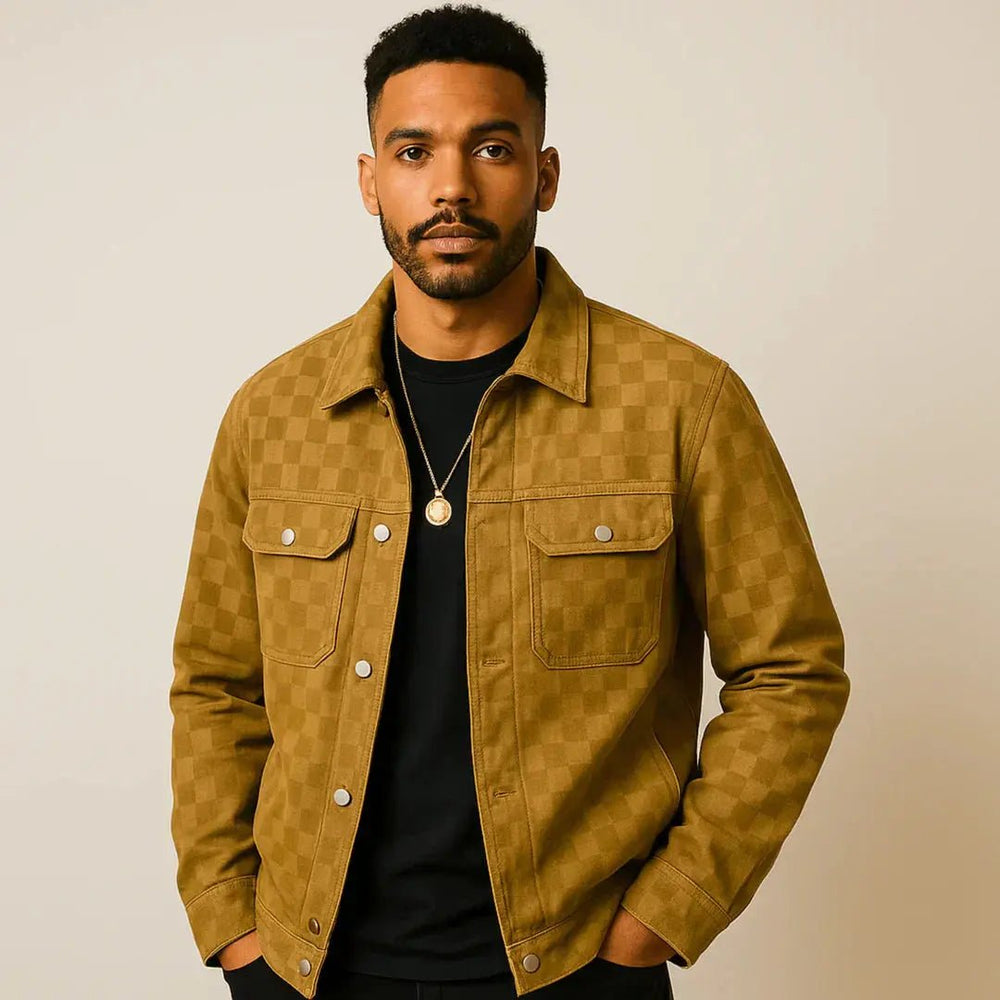 Gaston - Checkered Jacket in Suede - Benjamin New York