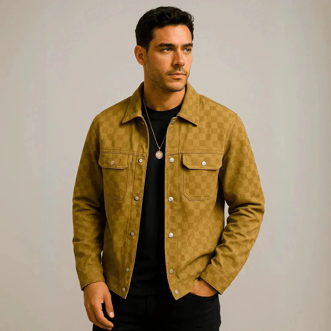 Gaston - Checkered Jacket in Suede - Benjamin New York