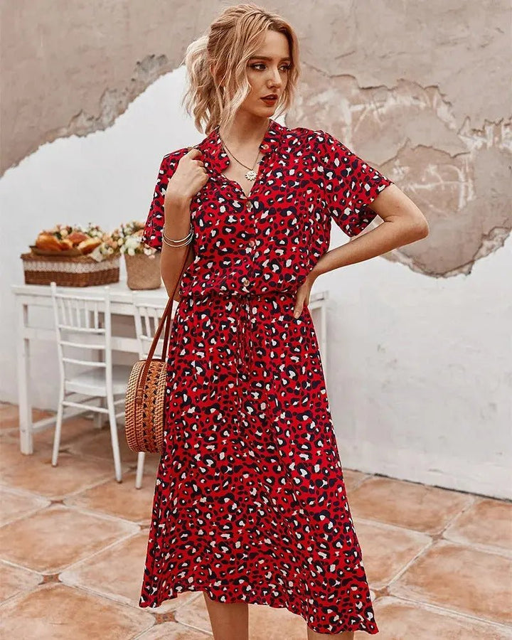 Georgia | Soft - Spotted Button - Up Midi Dress - Benjamin New York
