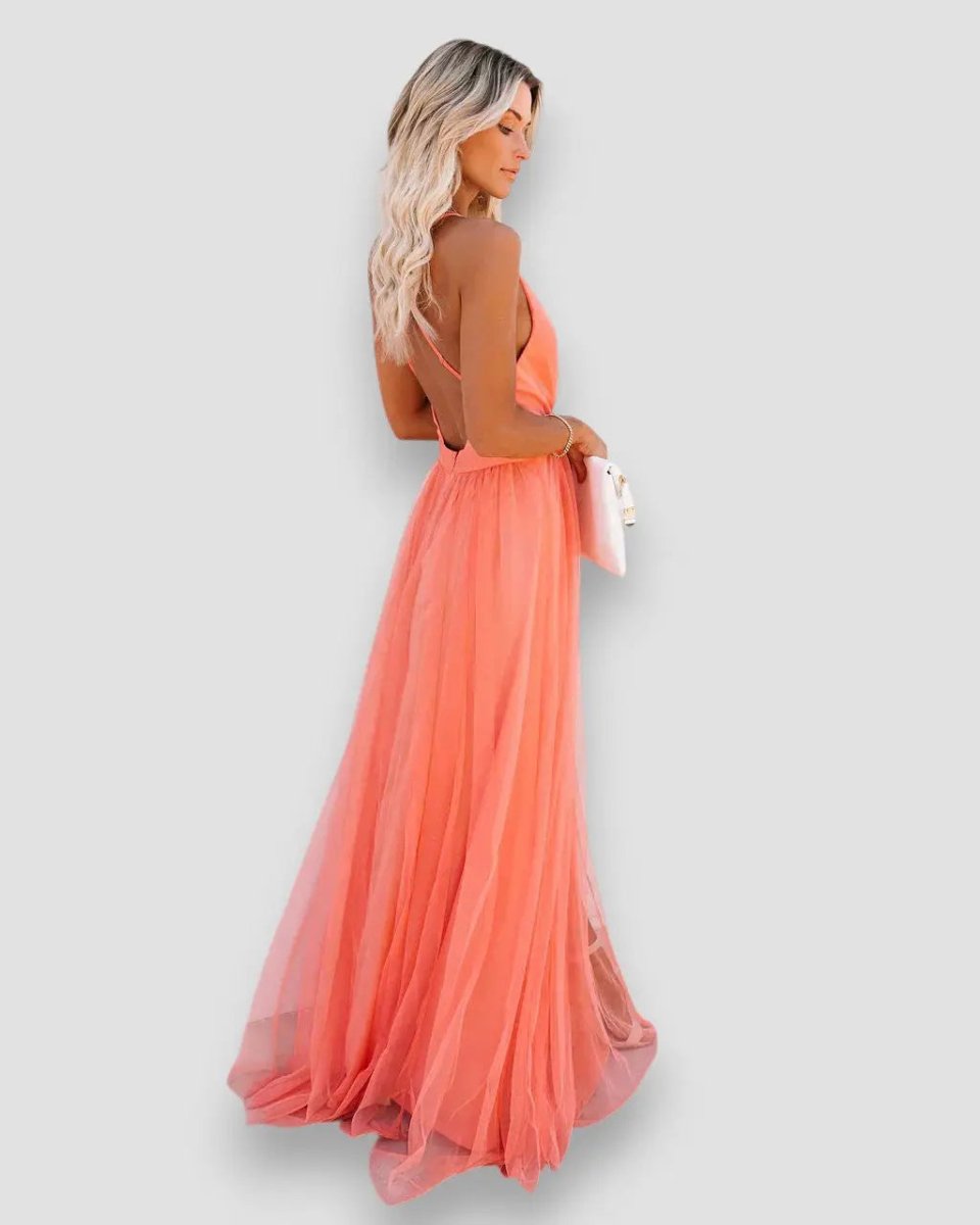 Savannah | Deep Plunge Chiffon Maxi Dress - Benjamin New York