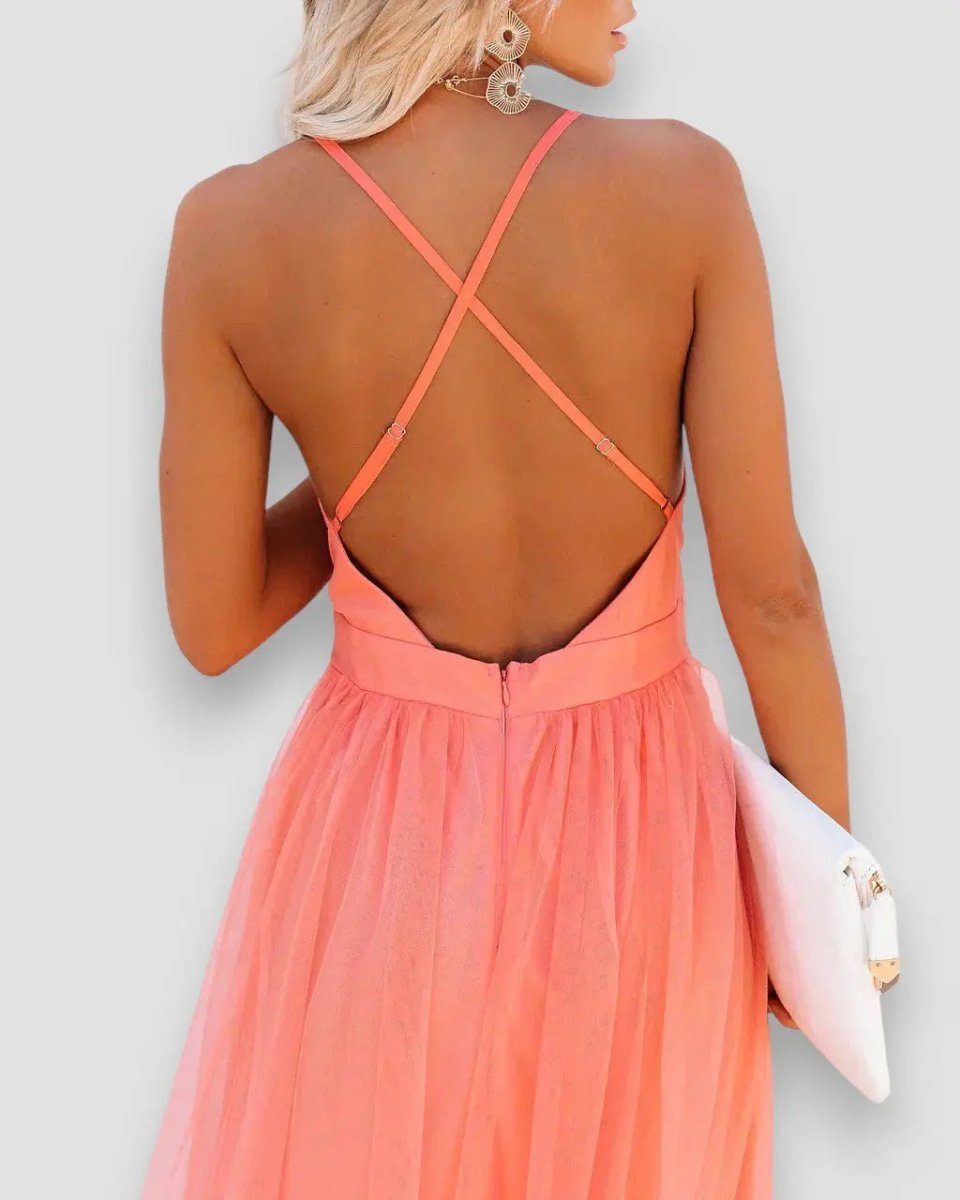 Savannah | Deep Plunge Chiffon Maxi Dress - Benjamin New York