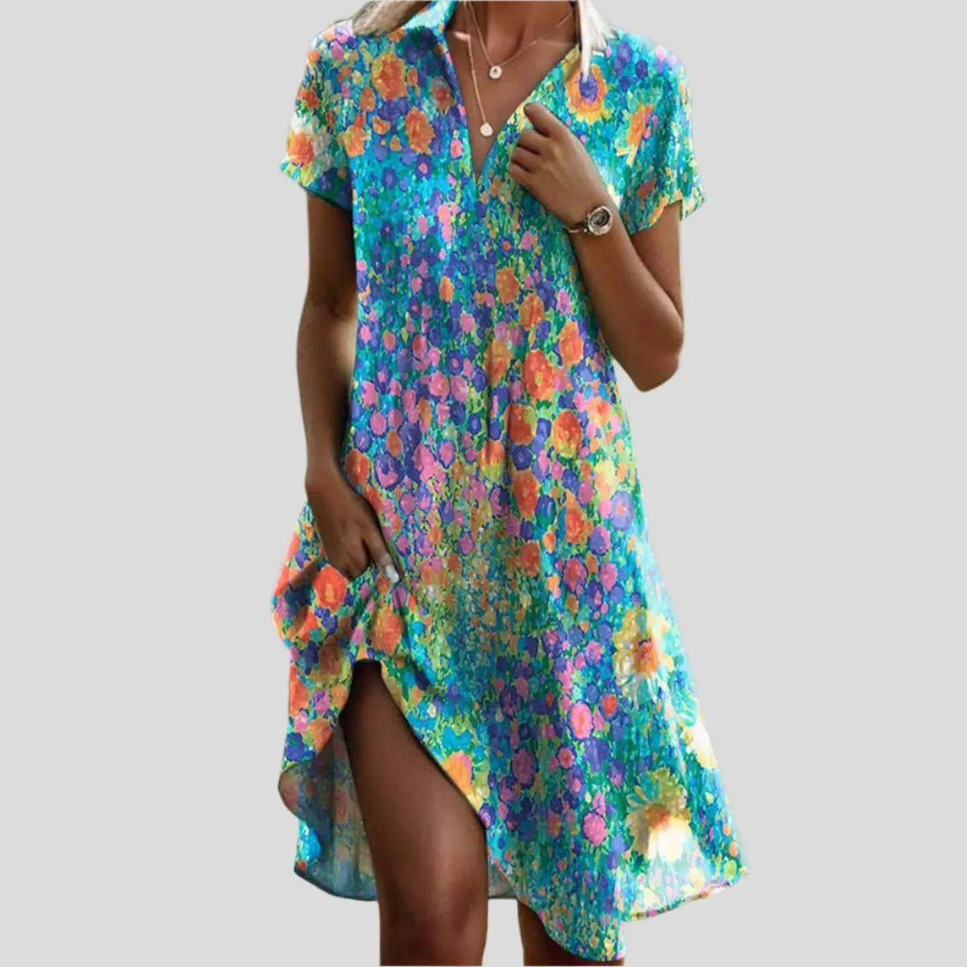 Skye | Vibrant Bloom Split - Hem Dress - Benjamin New York