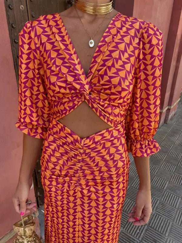 Sienna | Luxe Twist - Front Cutout Midi Dress - Benjamin New York