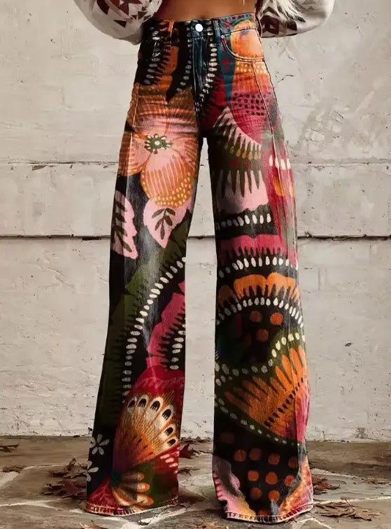 Lillie | Boho Bloom Wide - Leg Trousers - Benjamin New York