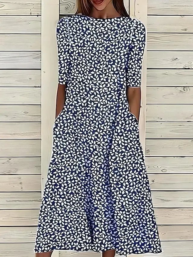 Elodie | Fresh Blue Blossom Swing Dress - Benjamin New York